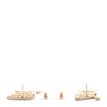Chanel Crystal Cha-Nel Logo Drop Earrings Gold 3 of 5