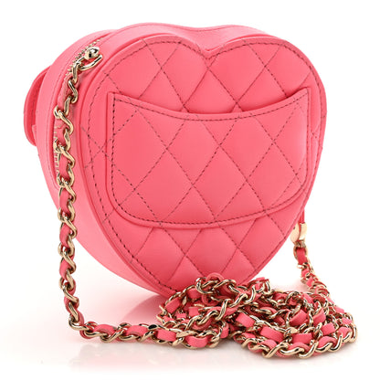 Chanel Lambskin Quilted CC In Love Heart Clutch With Chain Pink 3 of 11