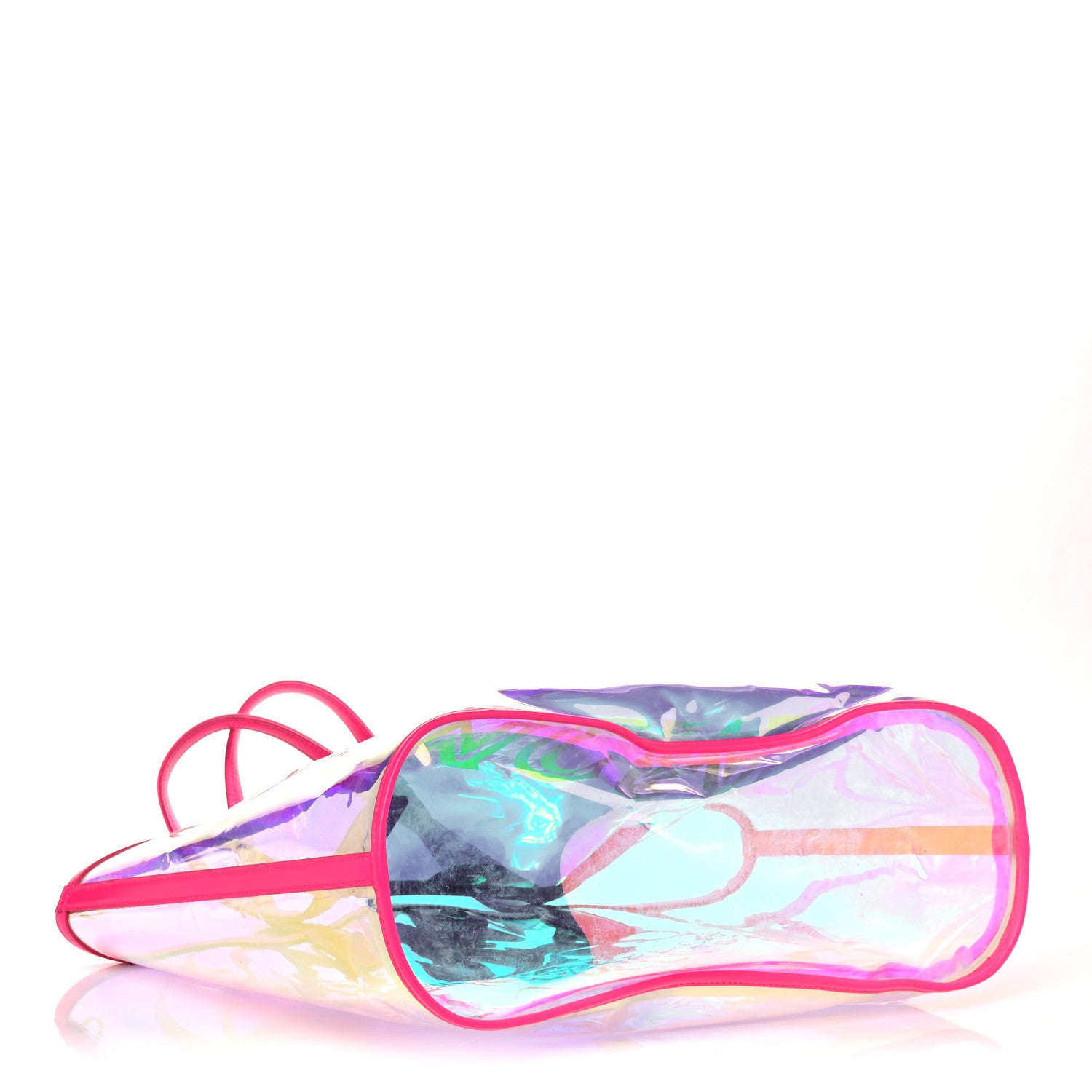 MCM Iridescent PVC Shopper Tote Neon Pink Hologram 5 of 15