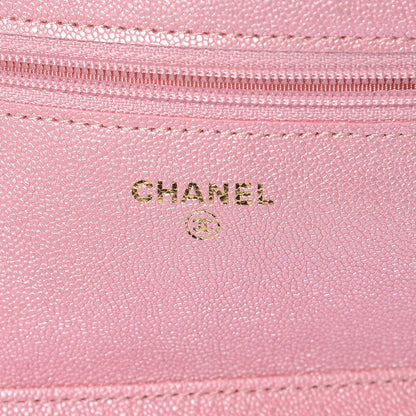 Chanel Iridescent Caviar Quilted Wallet on Chain WOC Rose Pink 6 of 9