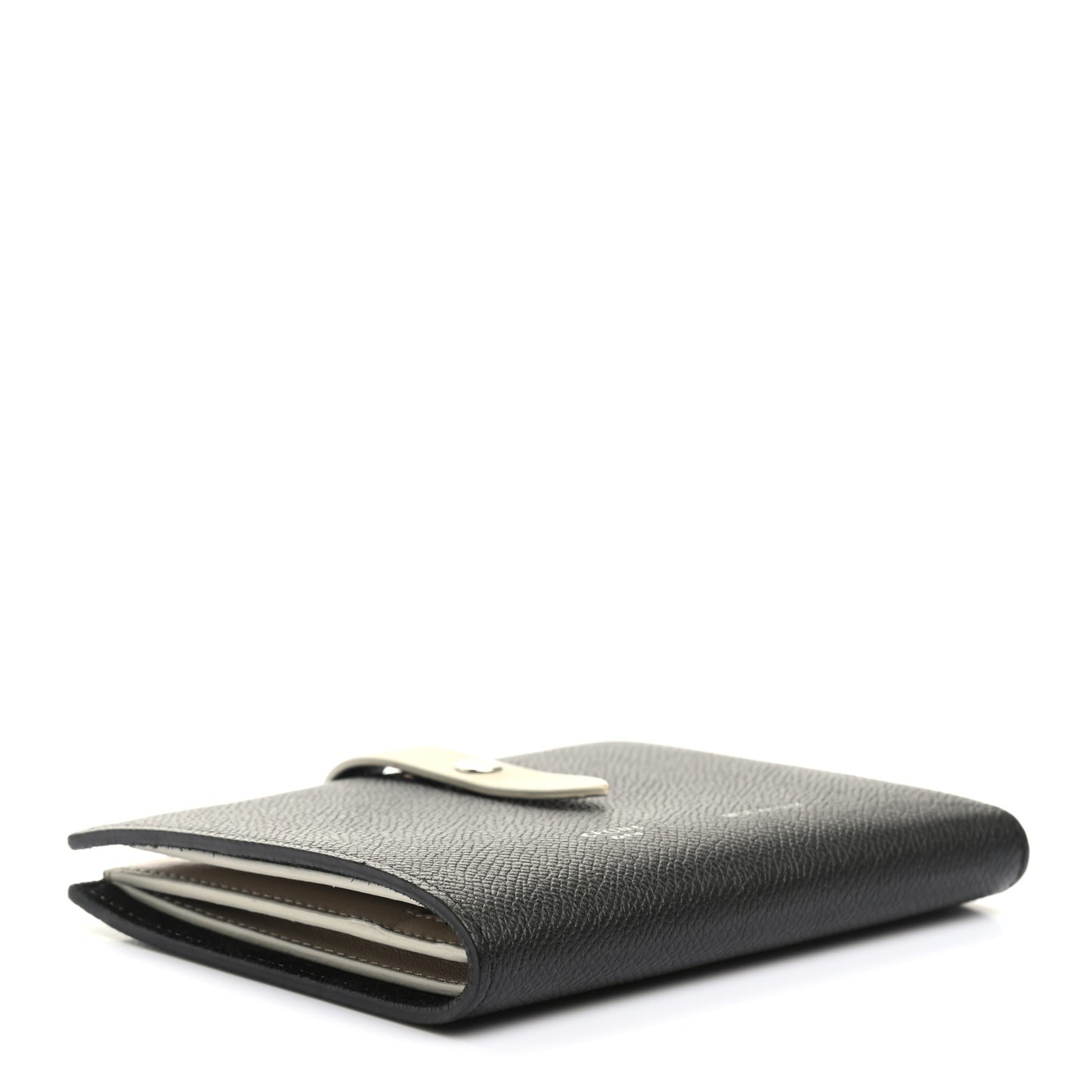 Grained Calfskin Medium Multifunction Strap Wallet Black Chalk