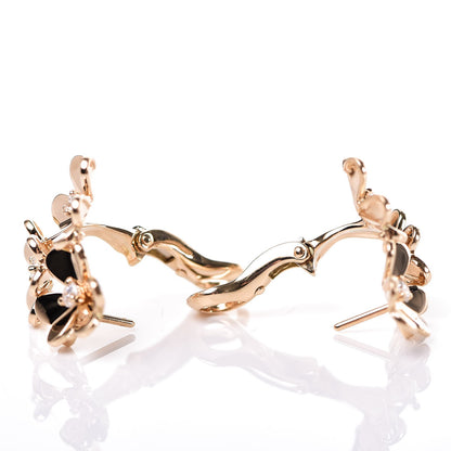 Van Cleef & Arpels 18K Yellow Gold Diamond Mini Frivole 3 Flowers Earrings 3 of 5