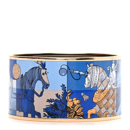 Hermes Enamel Printed Horses Extra Wide Bracelet 65 1 of 5