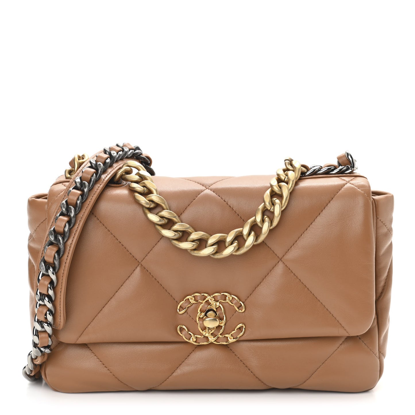 Lambskin Quilted Medium Chanel 19 Flap Brown