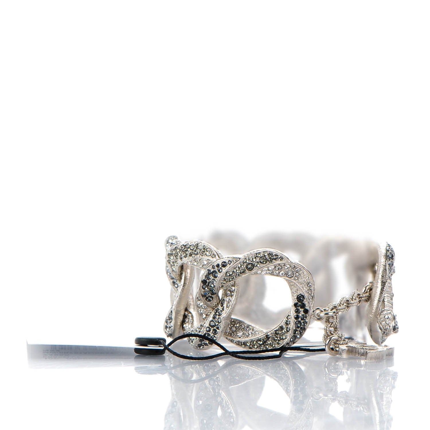 Chanel Crystal CC Chain Bracelet Silver 3 of 7