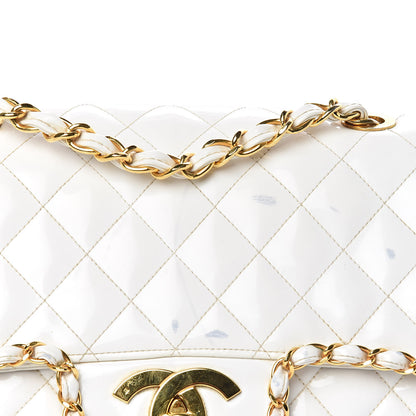 Chanel Patent Quilted Jumbo XL Chain Around Flap White 14 of 20