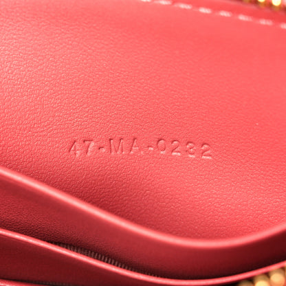 Christian Dior Calfskin Cannage Caro Zipped Pouch With Chain Coral Powder 6 of 10