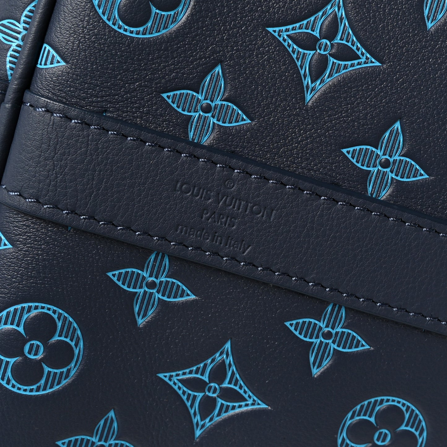 Calfskin Monogram Shadow Keepall Bandouliere 50 Navy