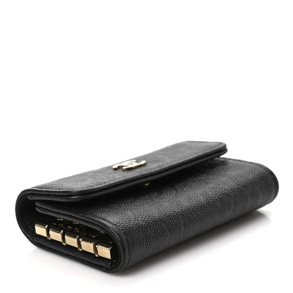 Chanel Caviar Embossed Camellia 4 Key Holder Case Black 4 of 7