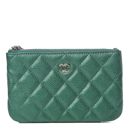 Chanel Metallic Caviar Quilted Small Cosmetic Case Green 1 of 7