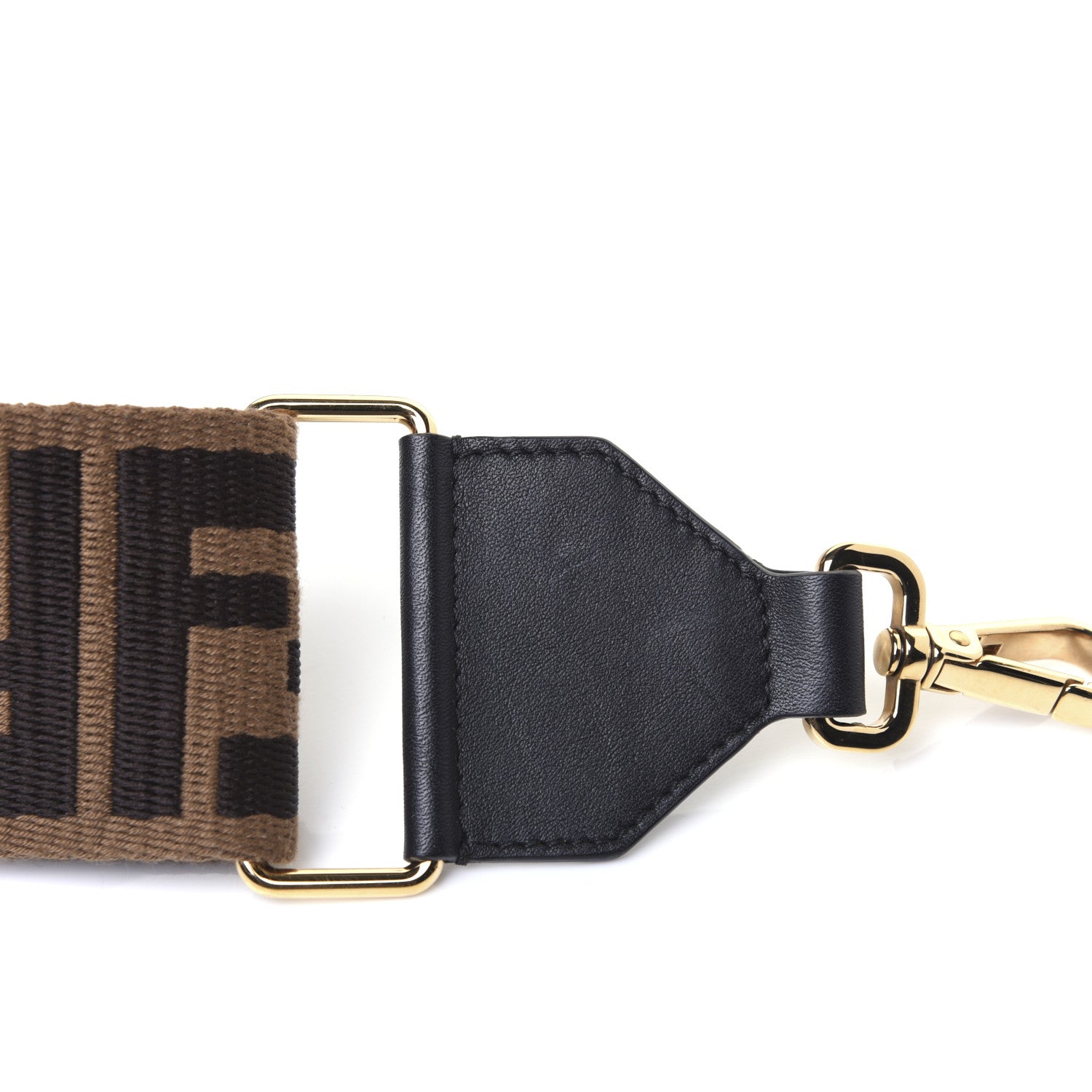 Fendi Ribbon Vitello Seta FF 1974 Adjustable Strap You Fango Marrone Black 5 of 10