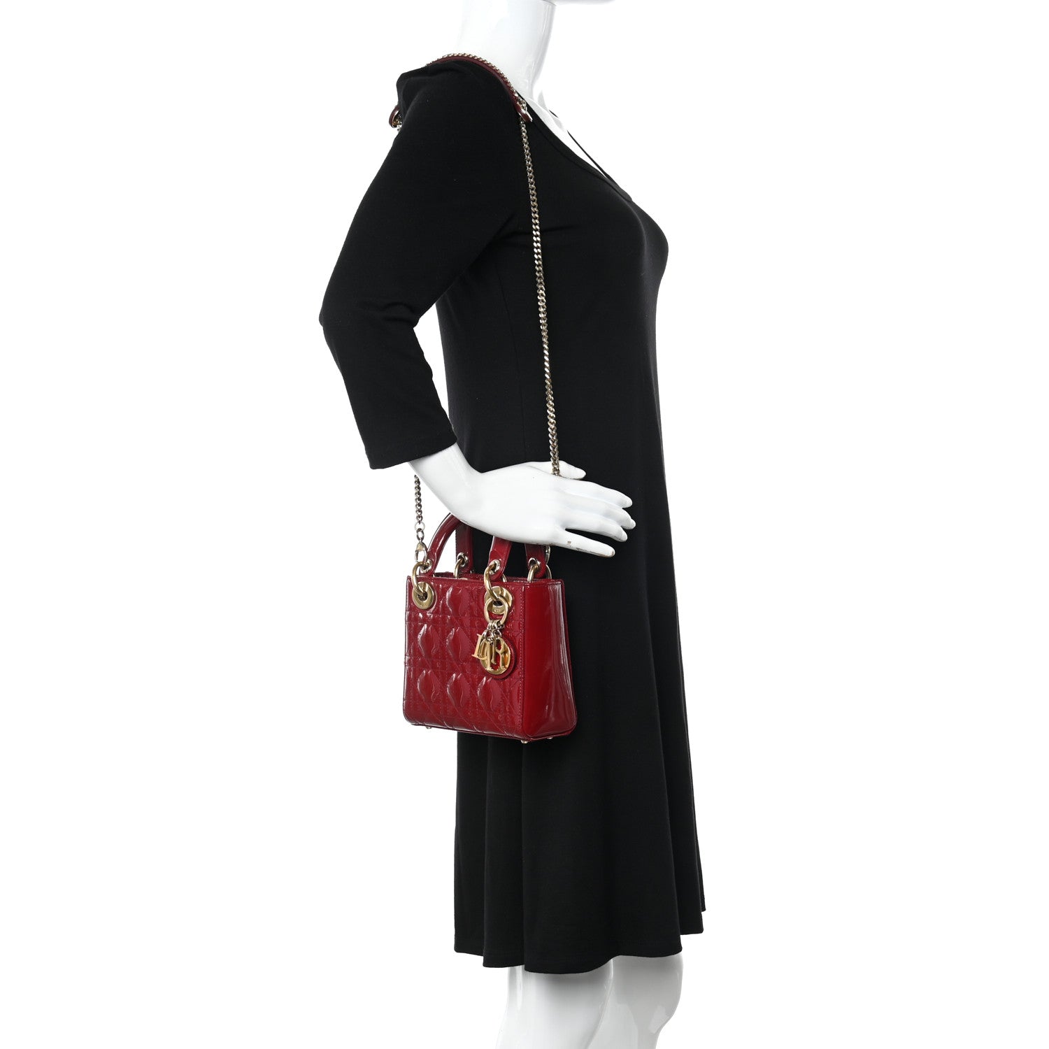 Christian Dior Patent Cannage Mini Lady Dior Red 2 of 12