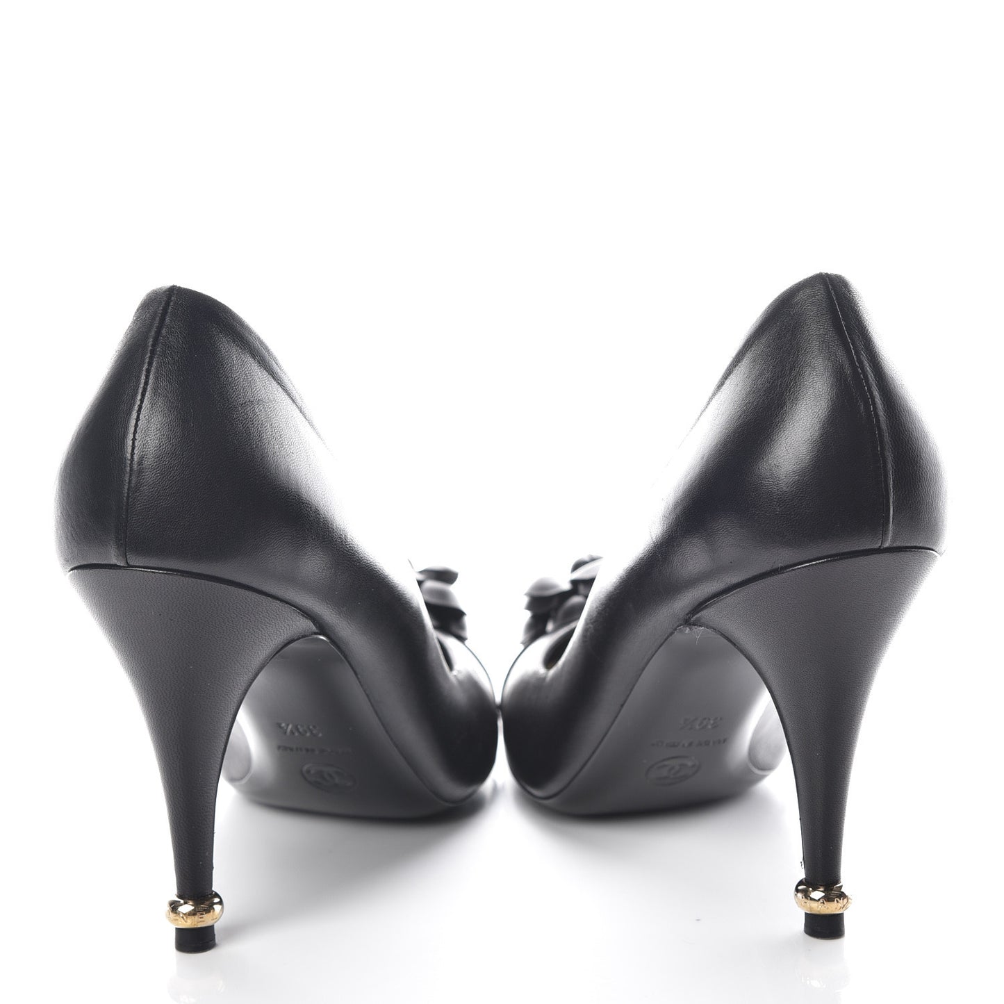 Lambskin Camellia Pumps 39.5 Black