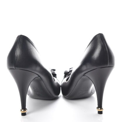 Chanel Lambskin Camellia Pumps 39.5 Black 6 of 15