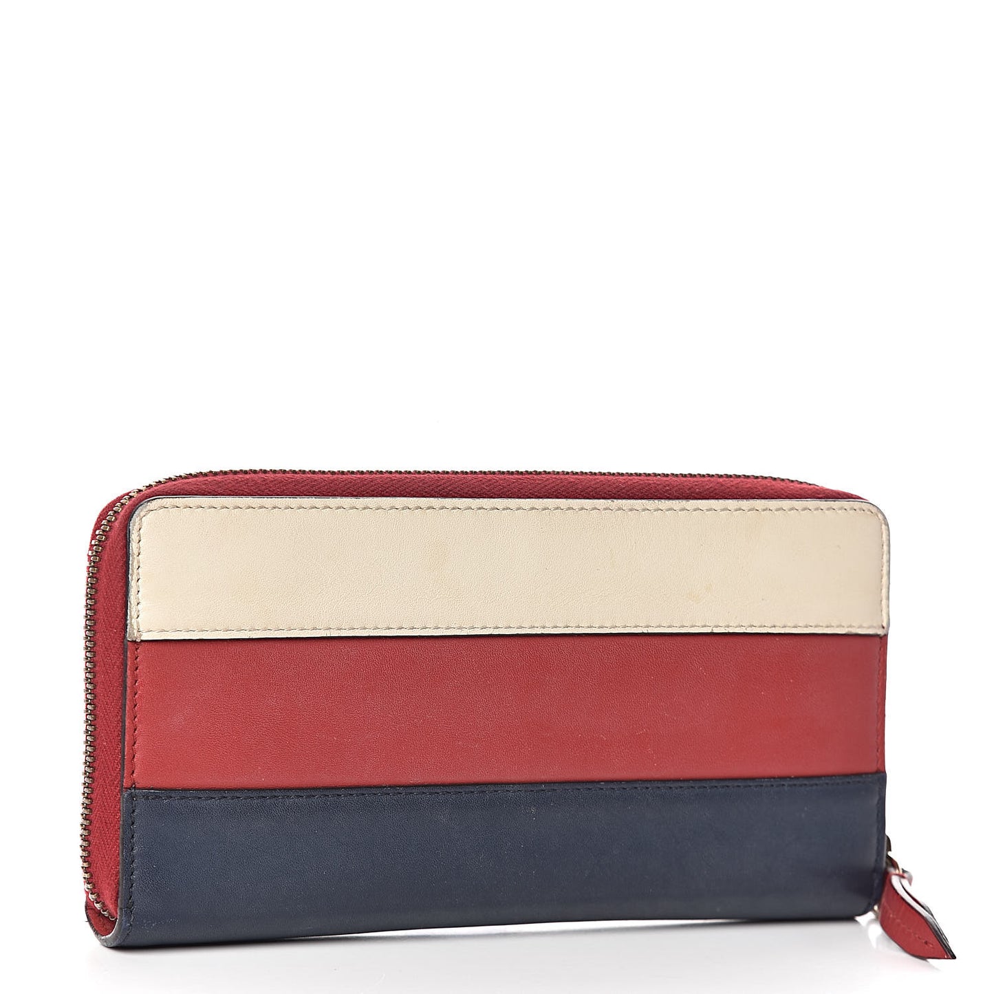 Calfskin Queen Margaret Zip Around Wallet Blue Agata Hibiscus Red Mystic White