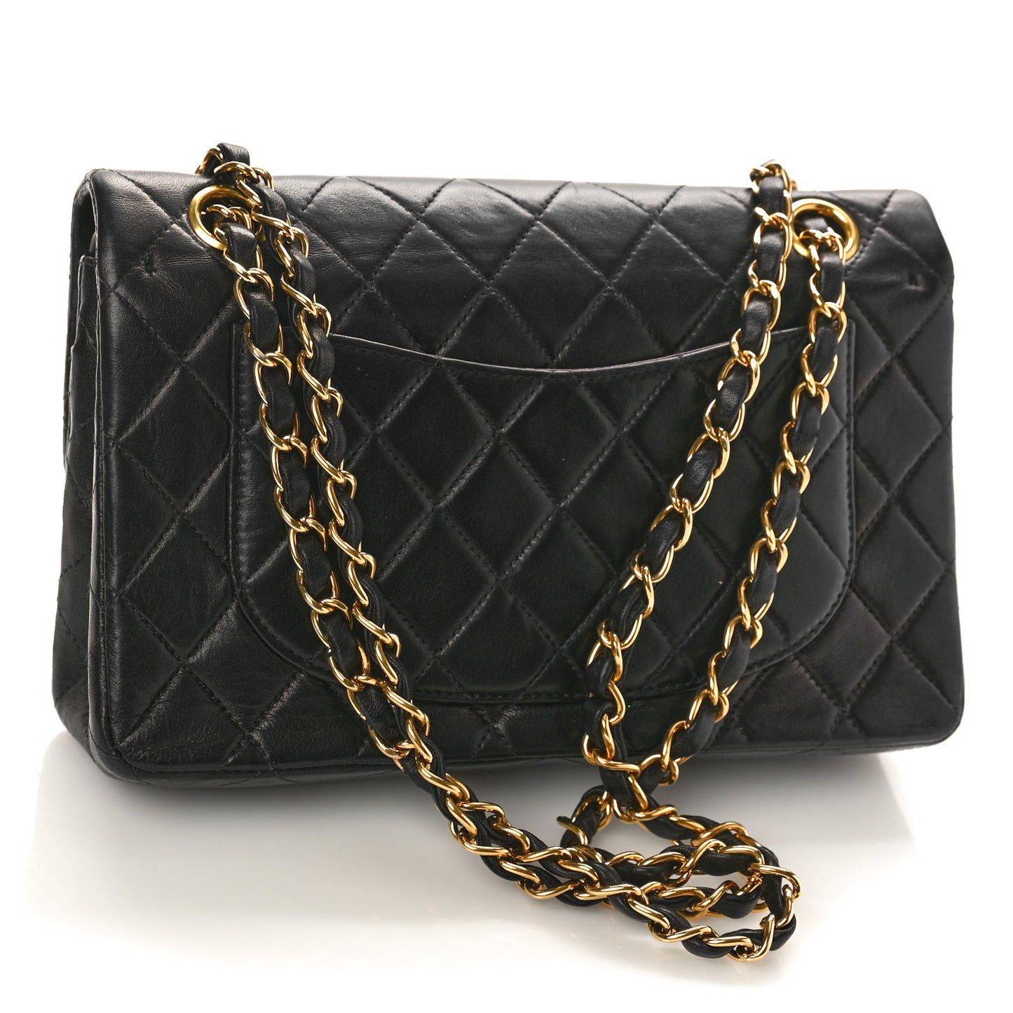 Lambskin Quilted Small Double Flap Black