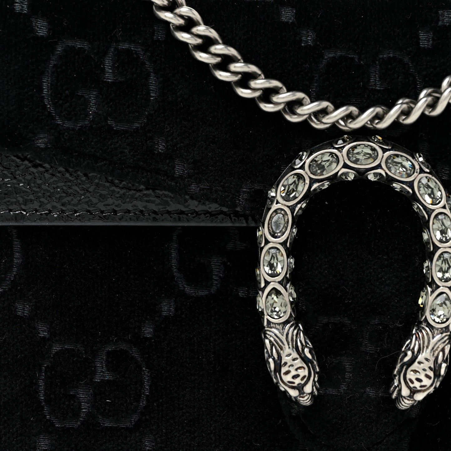 Velvet GG Monogram Super Mini Dionysus Shoulder Bag Black