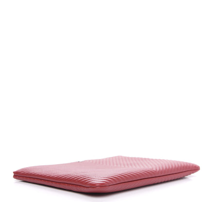 Chanel Caviar Chevron Quilted Large Cosmetic Case Dark Red 4 of 10