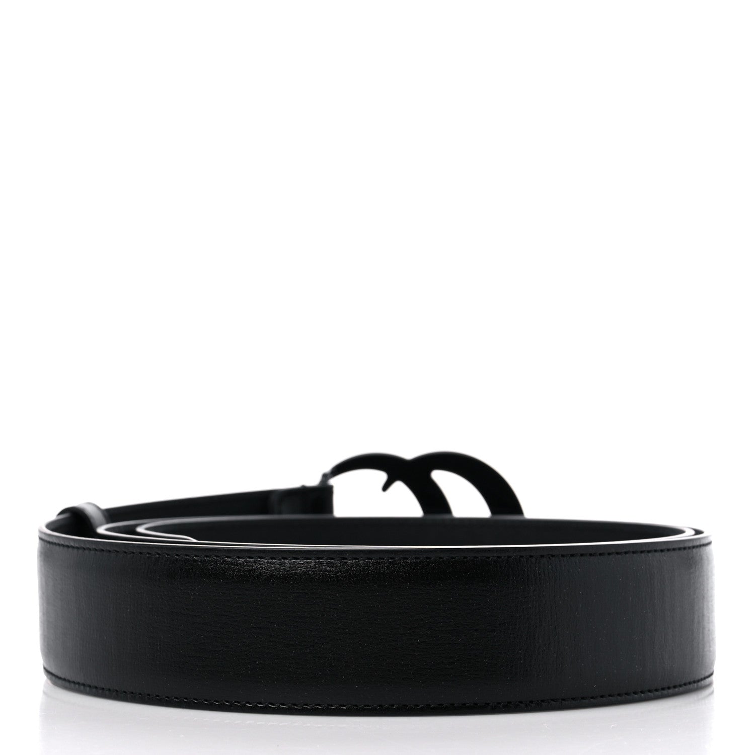 Gucci Azalea Calfskin Enamel Monochrome Double G 40mm Belt 110 44 Black 2 of 5