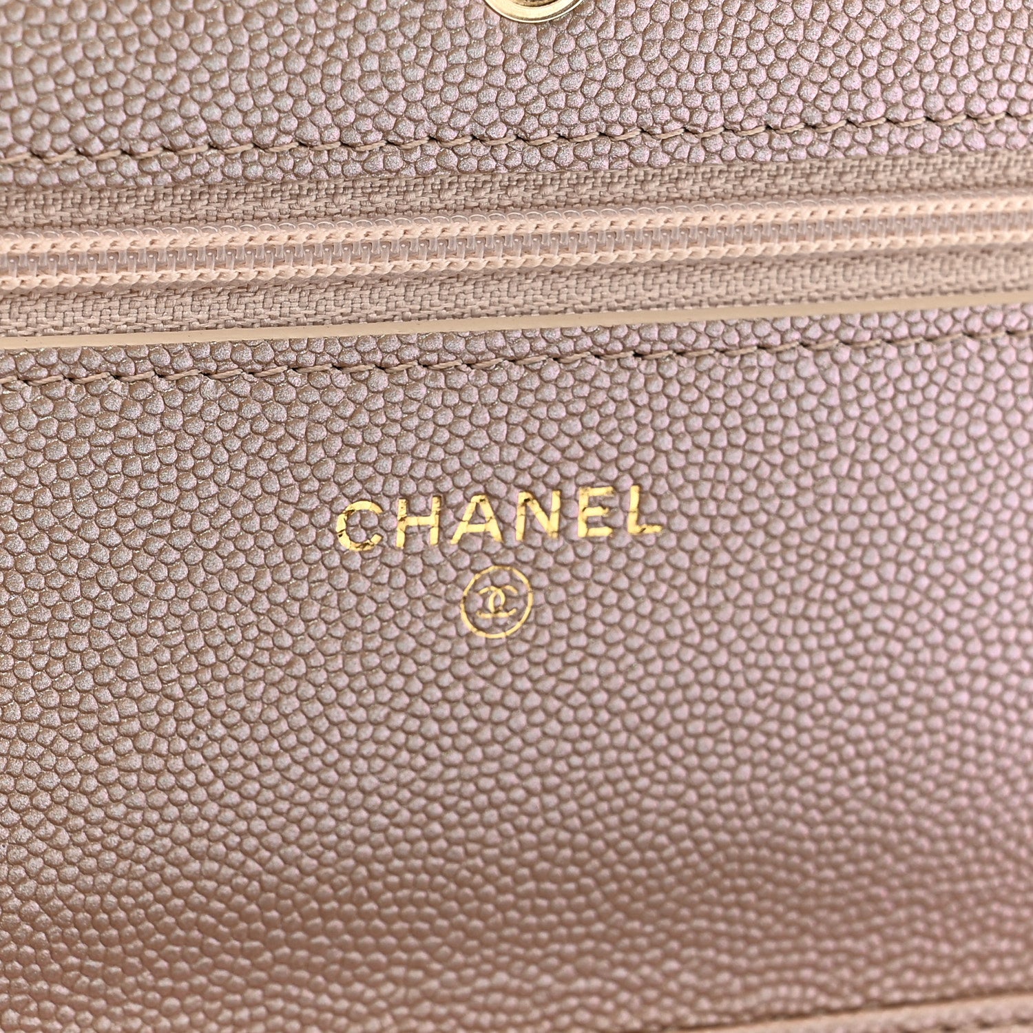 Chanel Iridescent Caviar Quilted Wallet on Chain WOC Beige 5 of 11