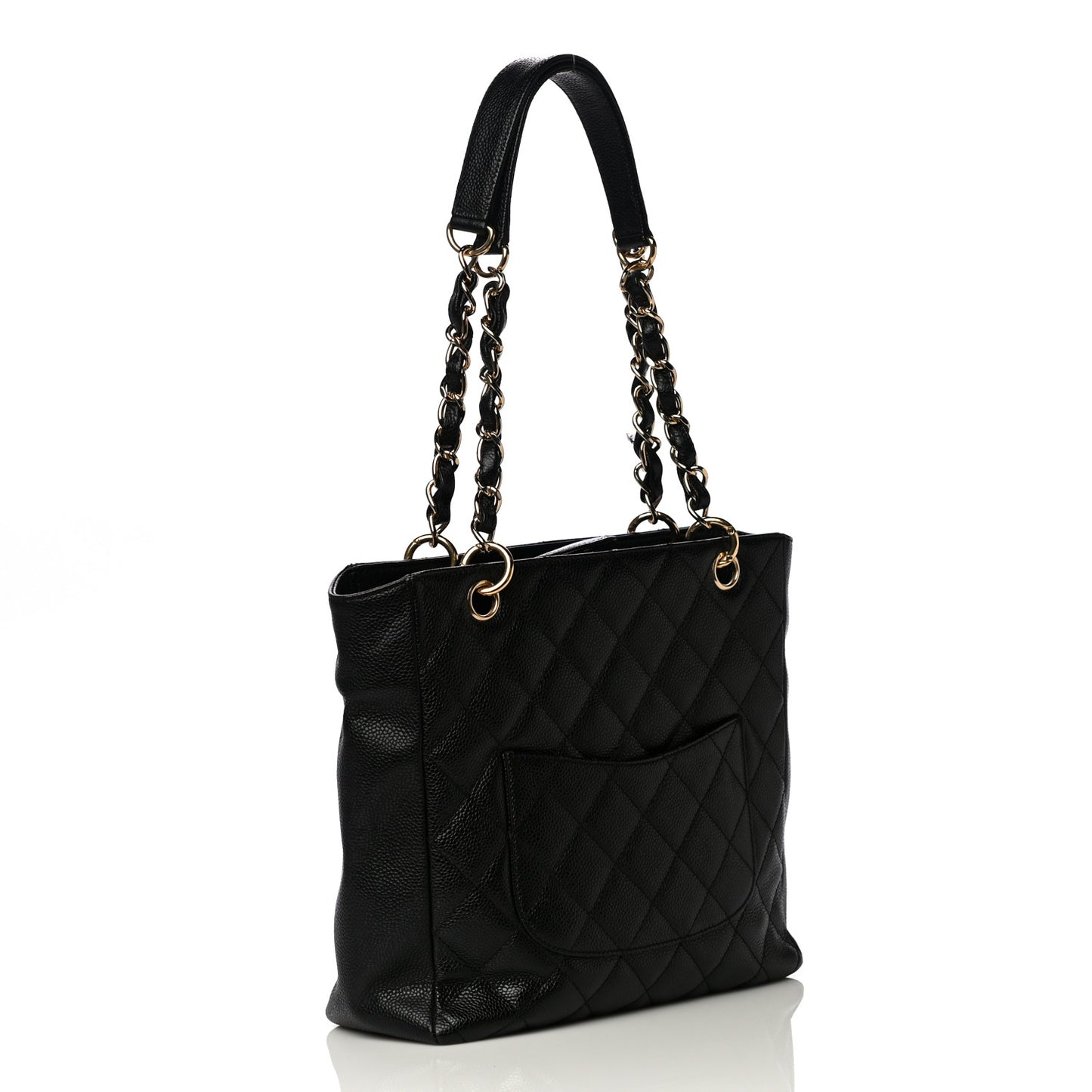 Caviar Quilted Petit Shopping Tote PST Black