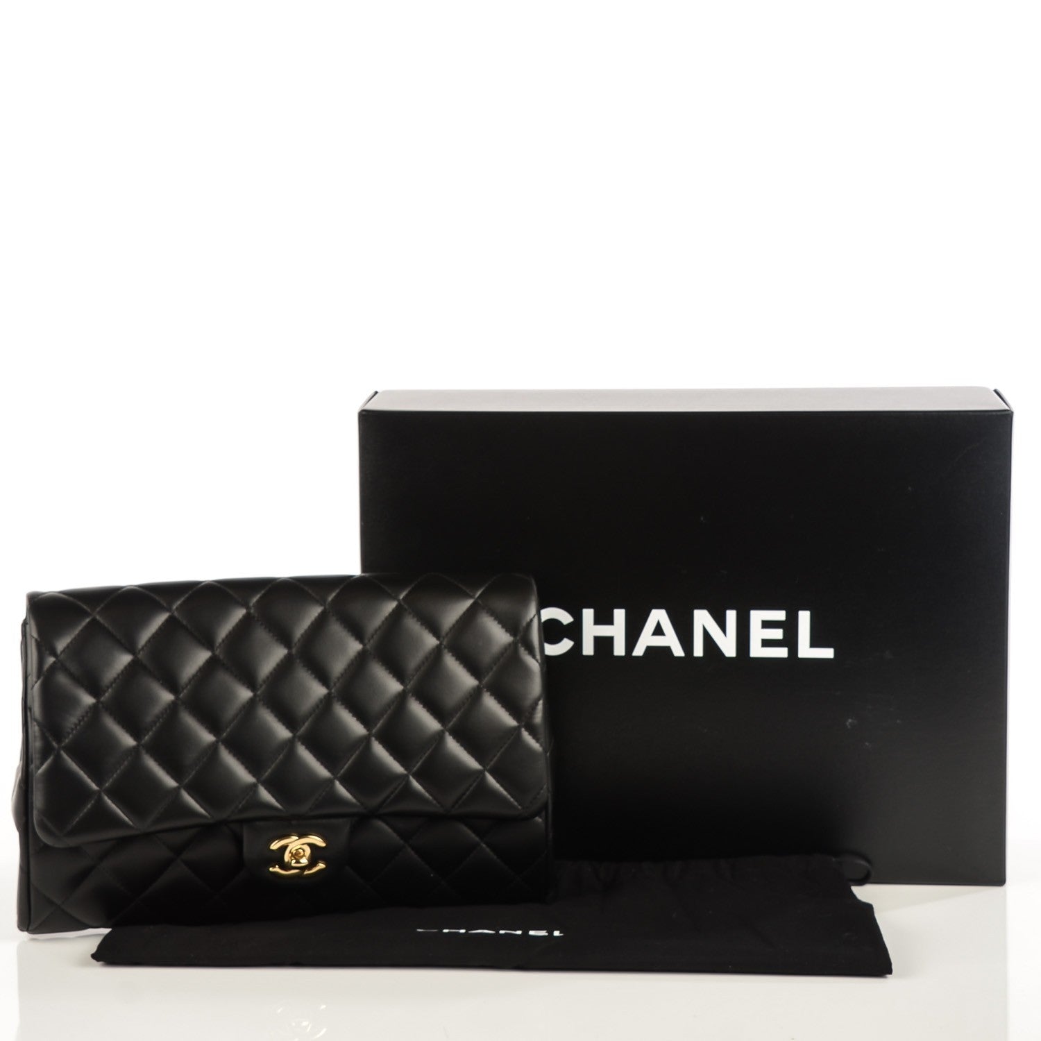 Chanel Lambskin Quilted Clutch With Chain Flap Black 5 of 9