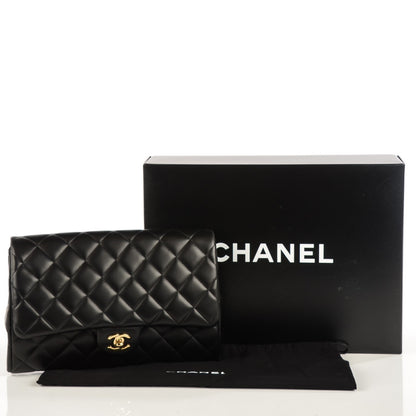 Chanel Lambskin Quilted Clutch With Chain Flap Black 5 of 9