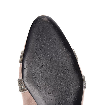 Hermes Suede Goatskin Crystal Roxane Mules 35 Champagne Rose Grey 10 of 18