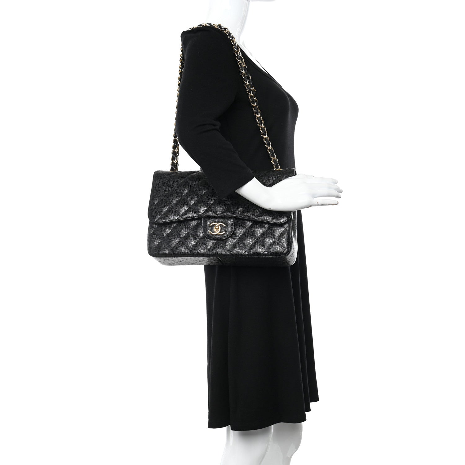 Chanel Caviar Quilted Jumbo Double Flap Black 2 of 13