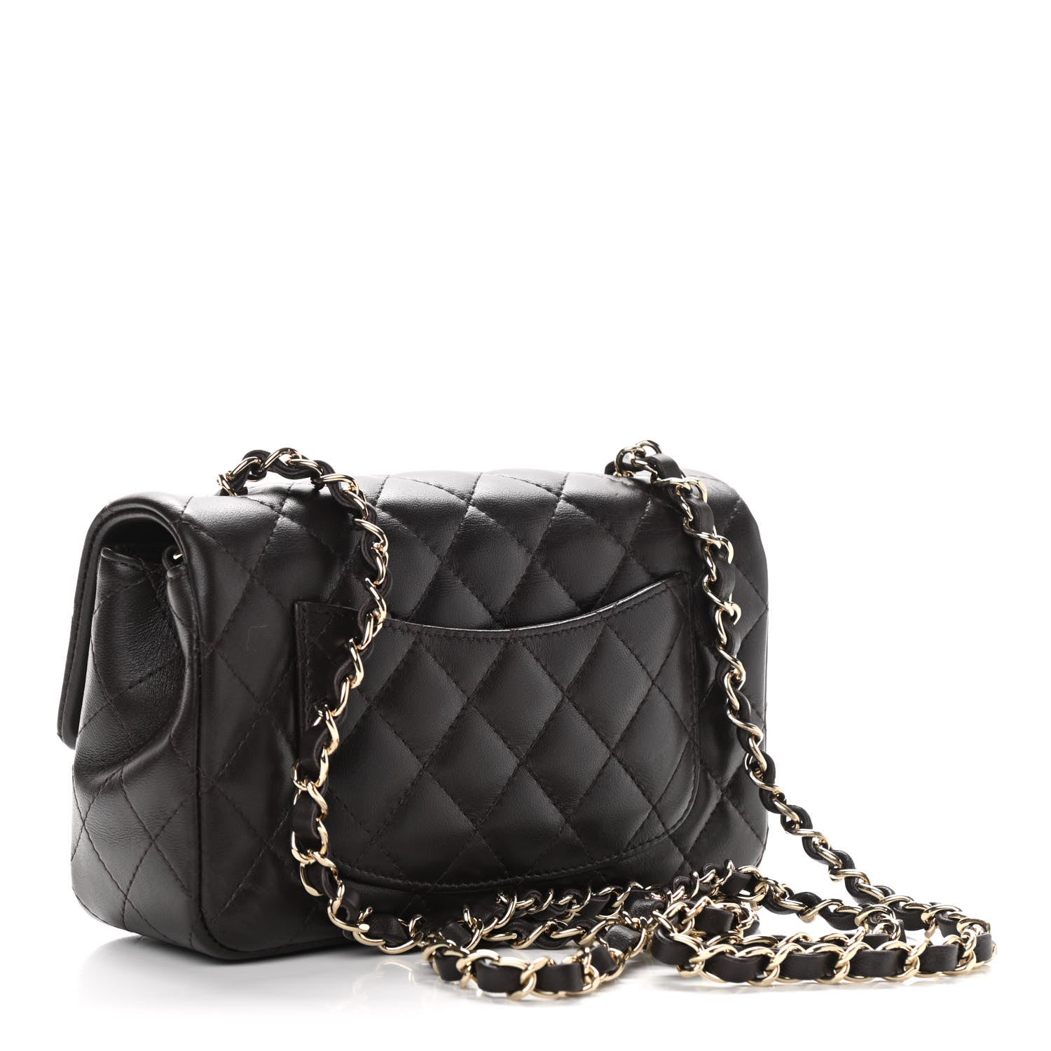 Chanel Lambskin Quilted Mini Rectangular Flap Dark Brown 3 of 10