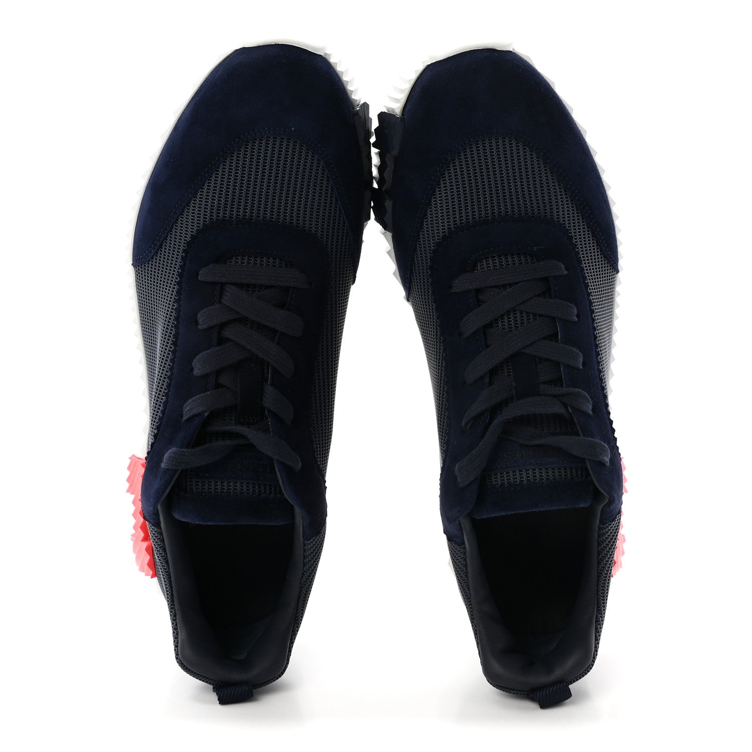 Hermes Textured Mesh Suede Goatskin Mens Bouncing Sneakers 44 Marine 2 of 9