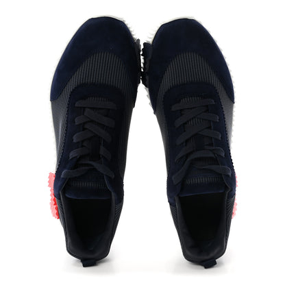 Hermes Textured Mesh Suede Goatskin Mens Bouncing Sneakers 44 Marine 2 of 9