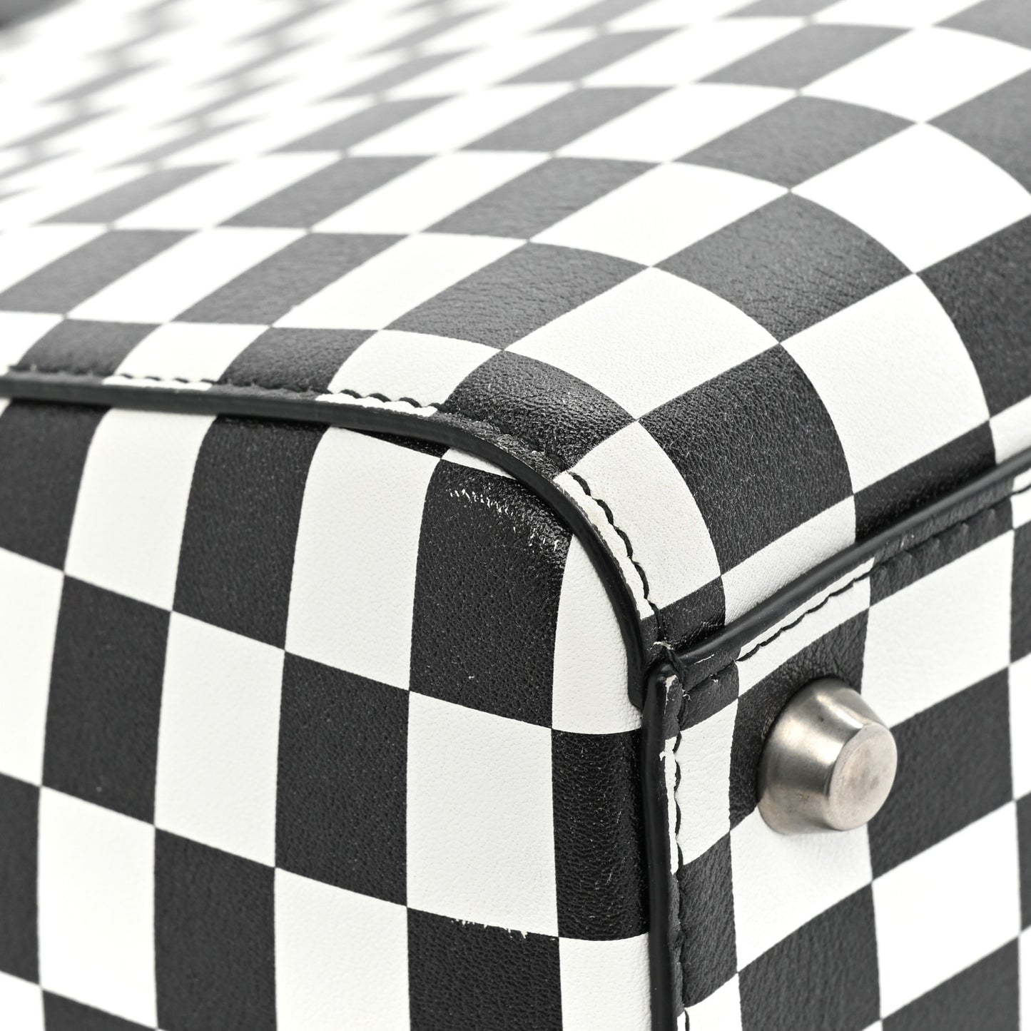 Calfskin Checkered Medium Lady Dior Black White