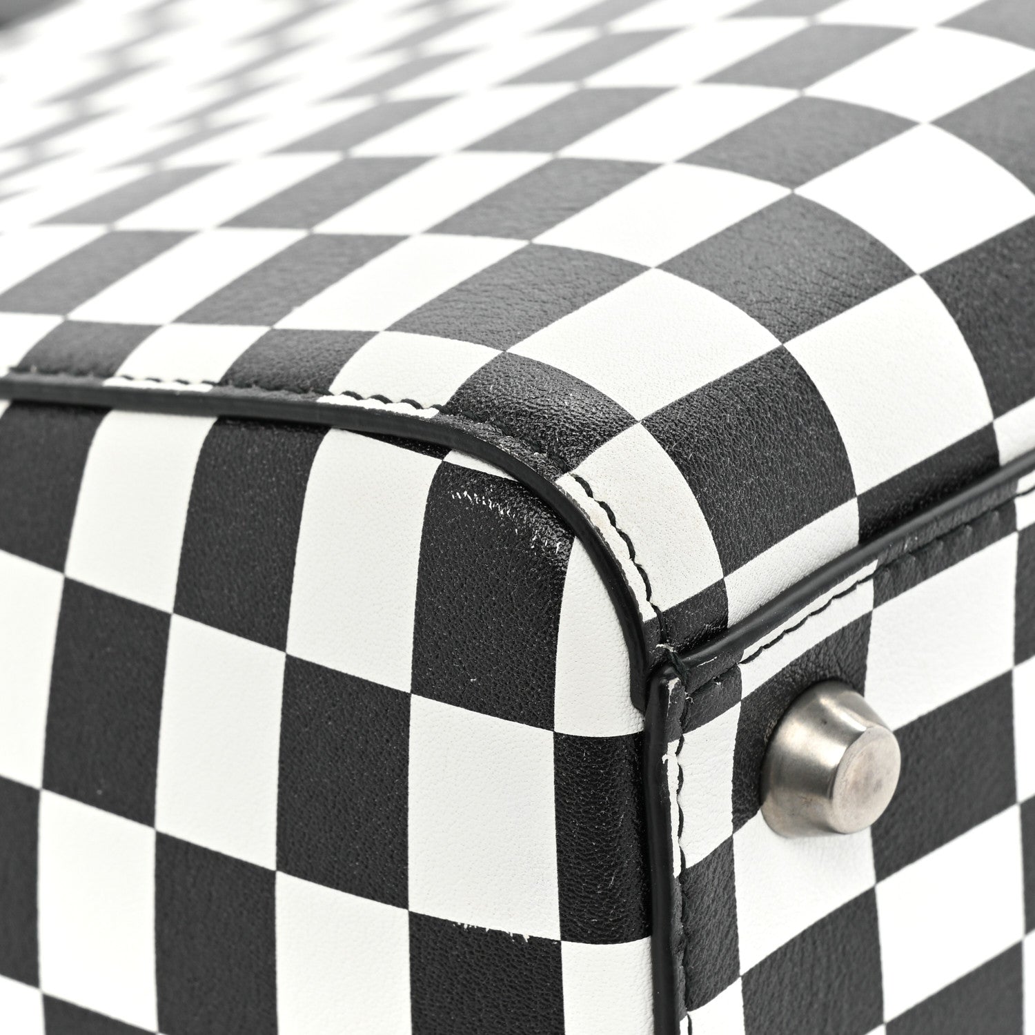 Christian Dior Calfskin Checkered Medium Lady Dior Black White 11 of 12