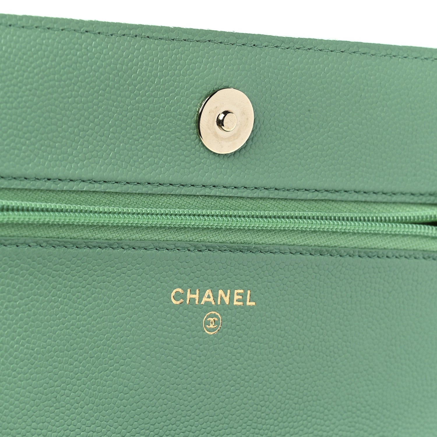 Chanel Caviar Quilted Wallet On Chain WOC Light Green 5 of 11