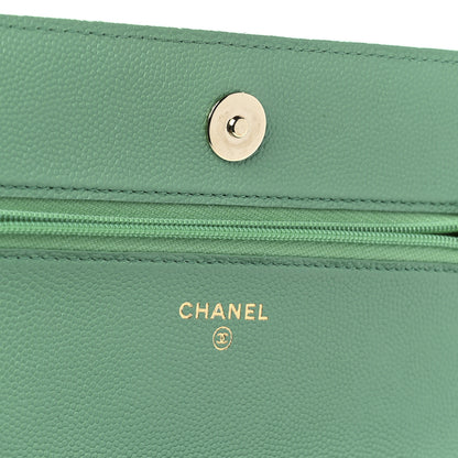 Chanel Caviar Quilted Wallet On Chain WOC Light Green 5 of 11