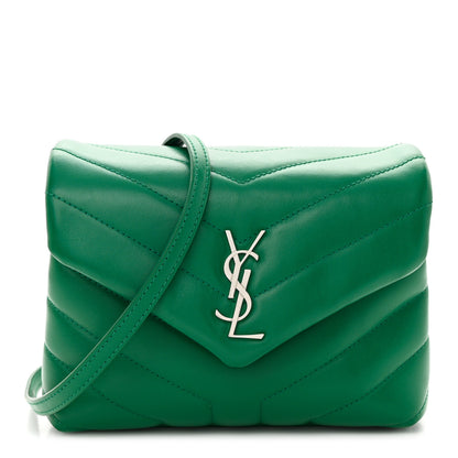 Saint Laurent Calfskin Y Quilted Monogram Toy Loulou Crossbody Bag Green Field 1 of 10