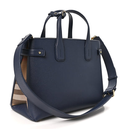 Burberry Derby Calfskin Vintage Check Medium Banner Tote Regency Blue 3 of 10