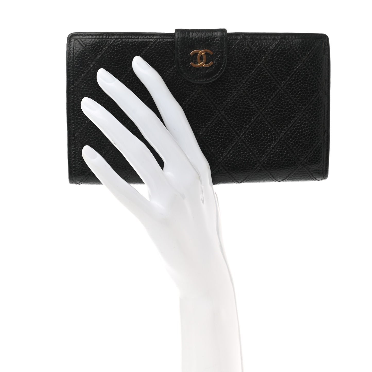 Caviar Stitched French Wallet Black