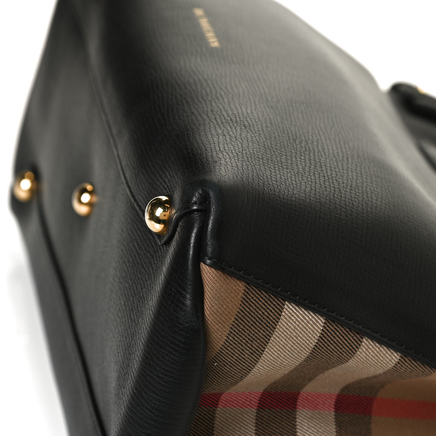Burberry Grainy Calfskin House Check Medium Banner Tote Black 10 of 11