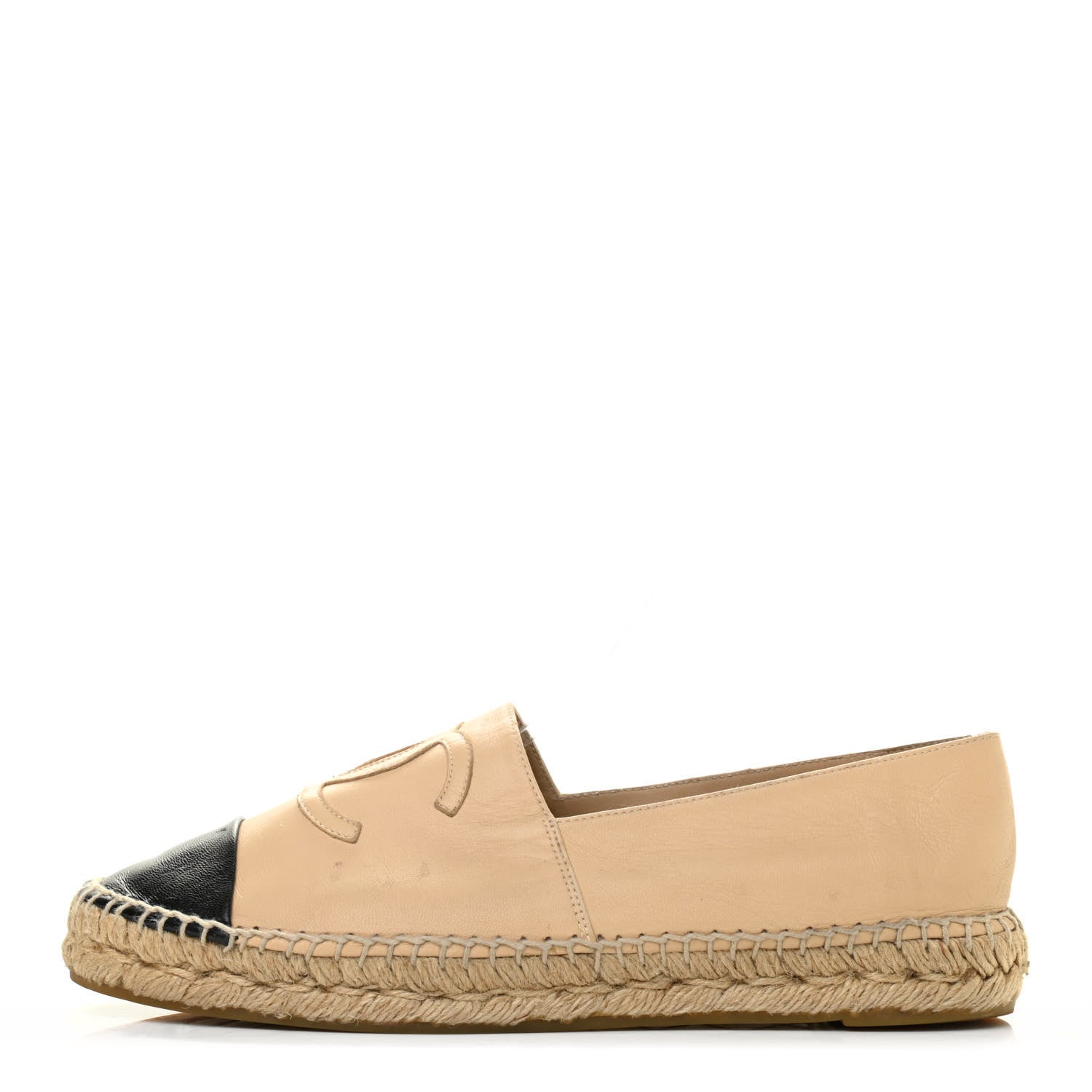 Chanel Lambskin CC Espadrilles 39 Beige Black 1 of 28