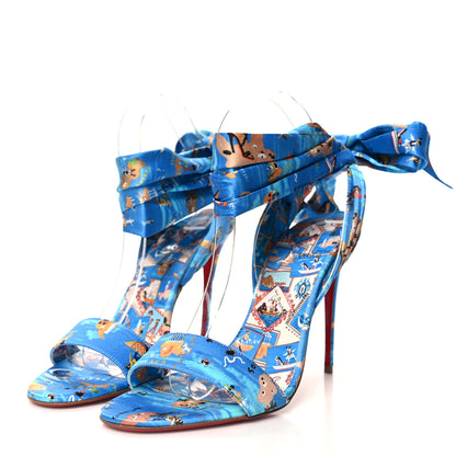Christian Louboutin Crepe Satin Greekaba Du Desert 110 Sandal 40 Blue Multicolor 3 of 7