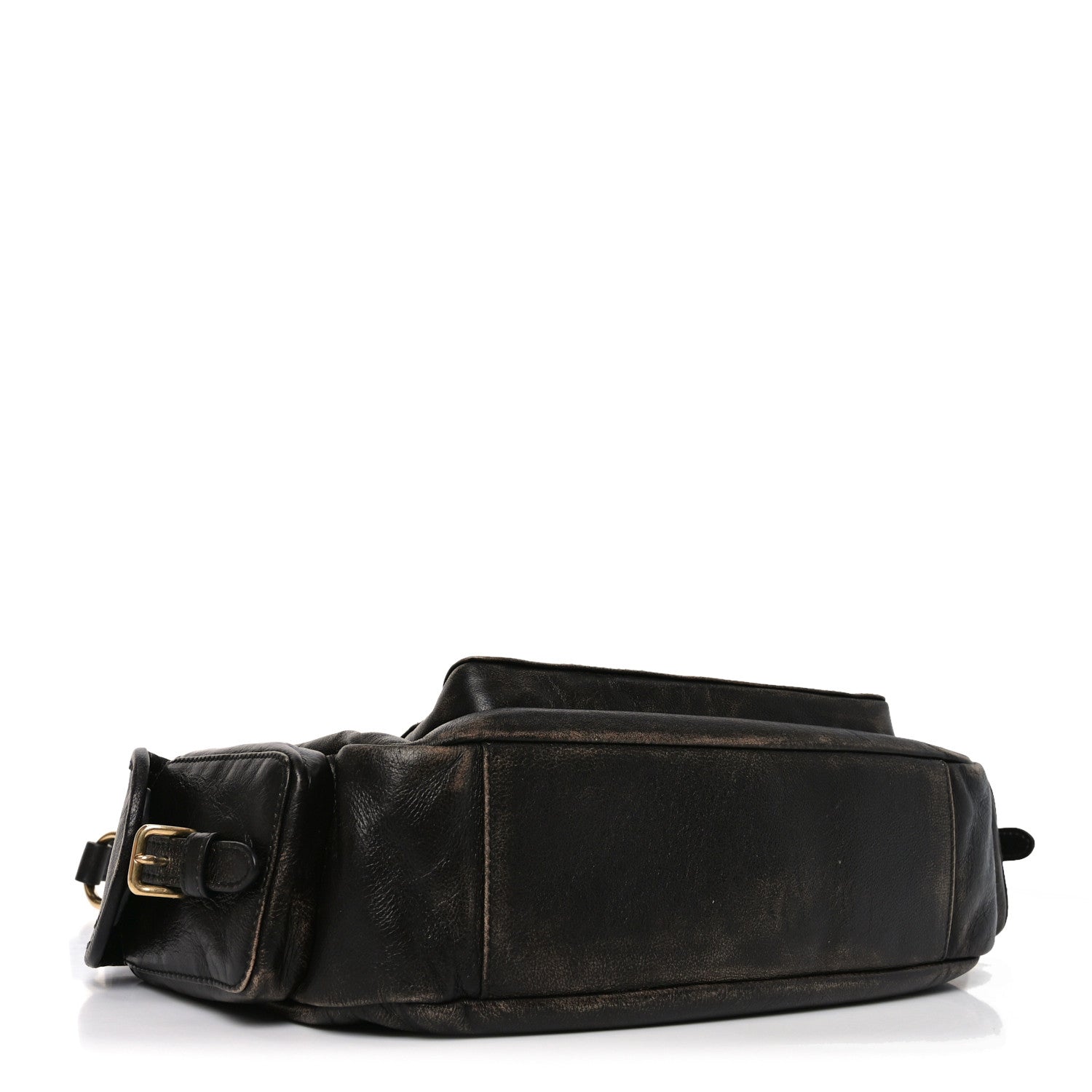 Miu Miu Distressed Nappa Large Multi Pocket Hobo Sand Coffee 4 of 9