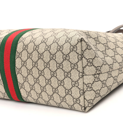 Gucci GG Supreme Monogram Textured Calfskin Web Medium Ophidia Shopping Tote Beige Ebony New Acero 10 of 10
