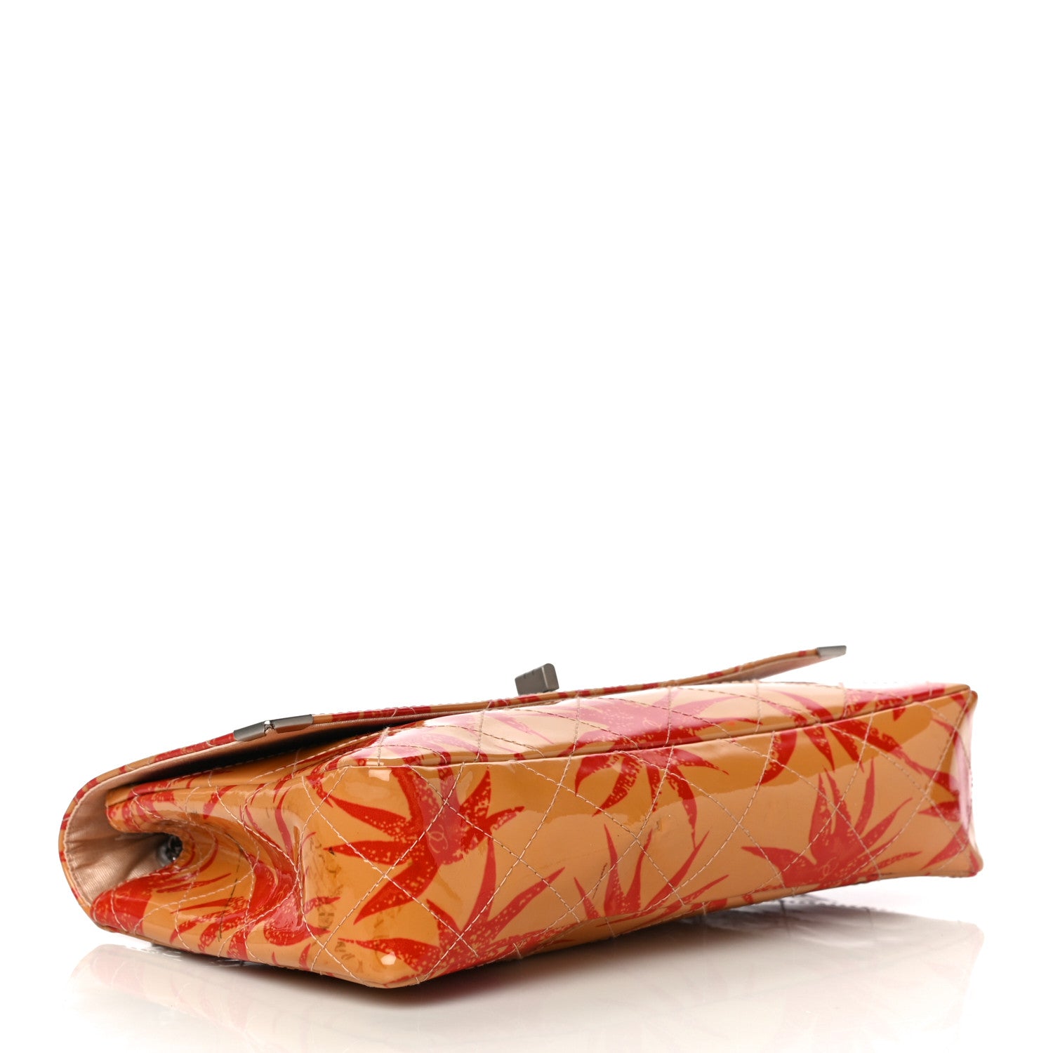 Chanel Patent Quilted Floral Printed 2.55 Reissue 225 Flap Orange 4 of 17