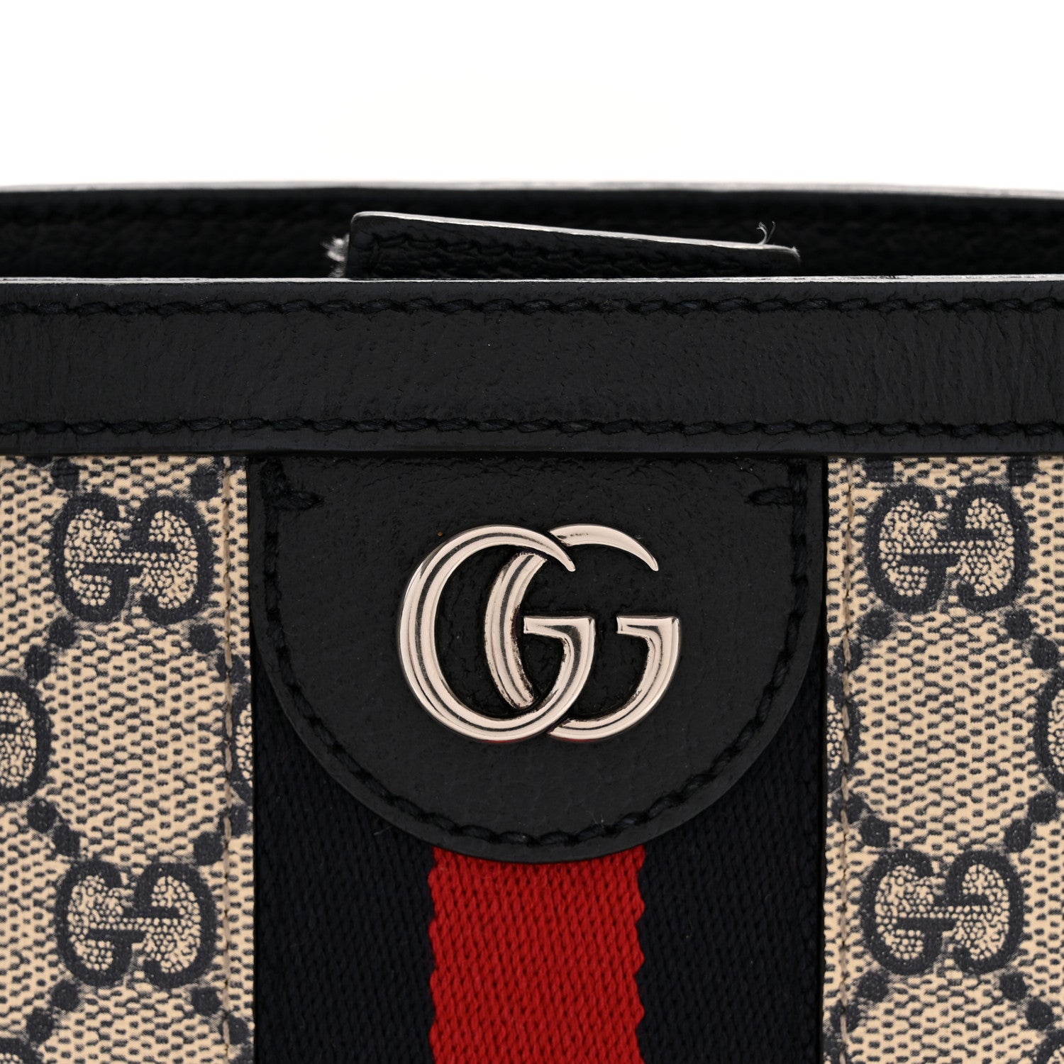 Gucci GG Supreme Monogram Textured Calfskin Web Medium Ophidia Shopping Tote Beige Blue 13 of 15
