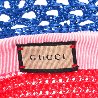 Gucci Raffia Effect Web Interlocking G Bucket Hat M Blue Multicolor 9 of 9