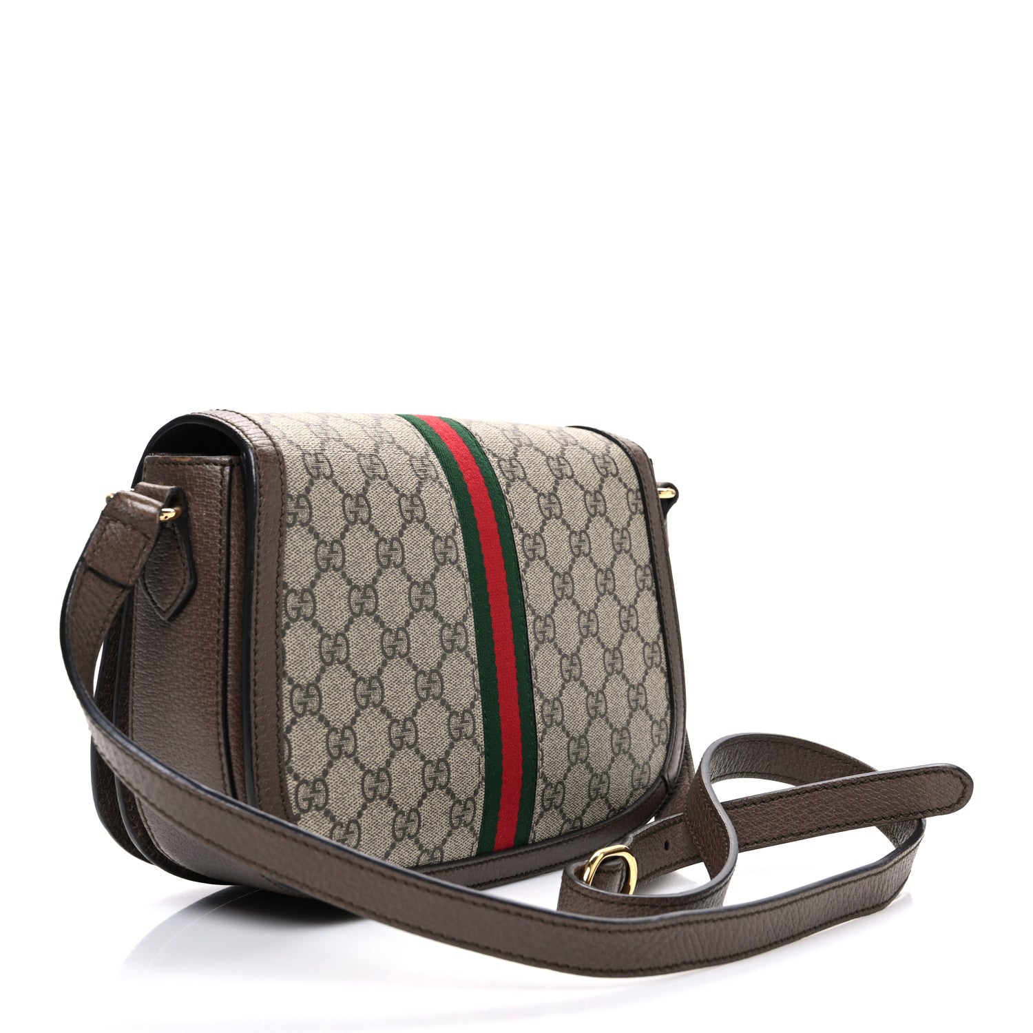 Gucci GG Supreme Monogram Web Small Ophidia Flap Messenger Bag Brown 3 of 10