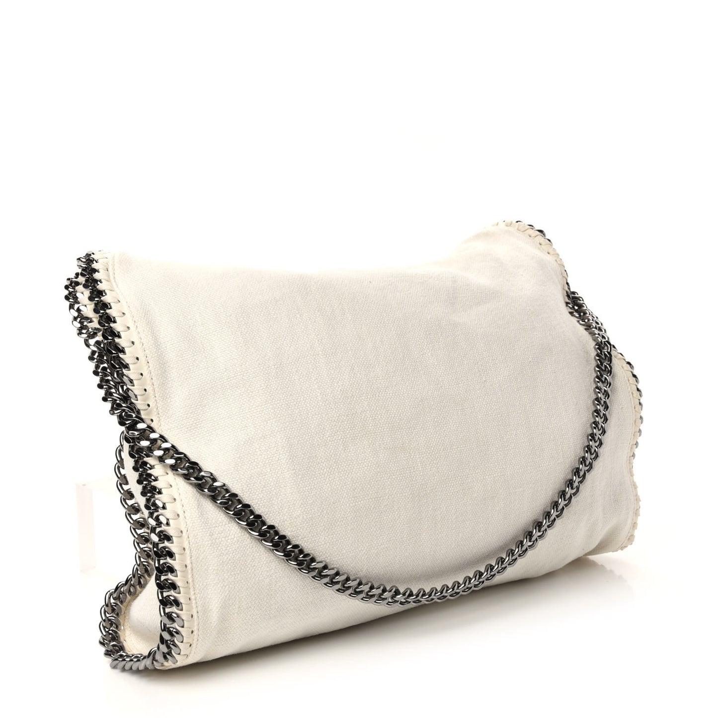Linen Falabella Fold Over Tote Pure White