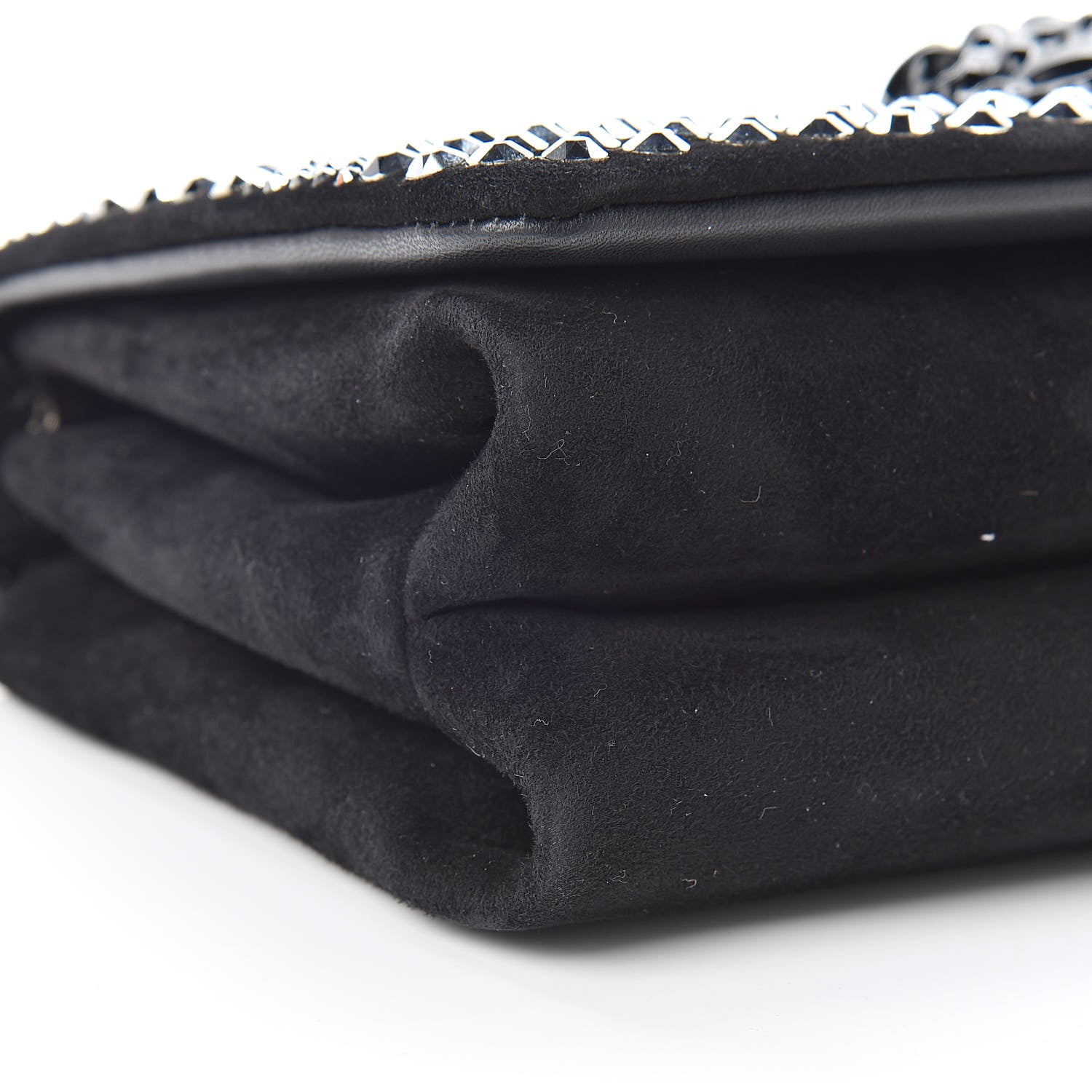 Versace Suede Palazzo Crystal Chain Evening Bag Black 8 of 9